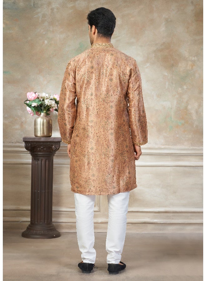 OUTLUK Peach Silk Kurta for Men - Image 2